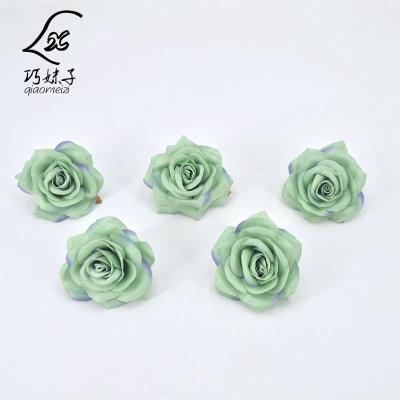 China 10cm Artificial Silk High End Cheap Velvet Rose Flower Heads for sale