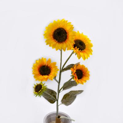 China Touch Artificial Silk 5 Heads Natural Sunflowers Wholesale Artificial Flowers for sale