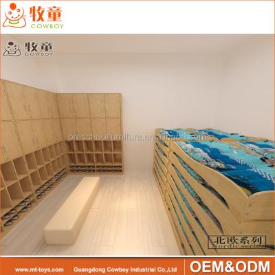 China Kindergarten Teaching Furniture Stackable Plastic Kids Bed Children Bed for sale