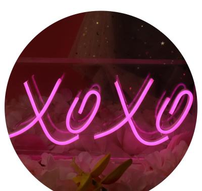 China Ulalaza LED Neon Sign Light XOXO Sign Box Acrylic Pink Night Lights Home Office Gym Gym Arena 5V USB Dimmable for sale