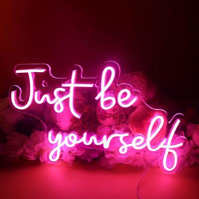 China Ulalaza Acrylic LED Sign Neon Lamp Sign Just Be Yourself LED Signs Home Hotel Bar Ambient Lights 5V USB for sale