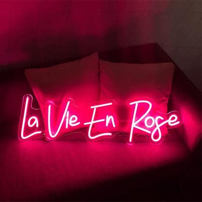 China LED Sign Ulalaza Neon Lamp Acrylic La La Struggle En Rose LED Night Lights Home Bedroom 5V USB for sale