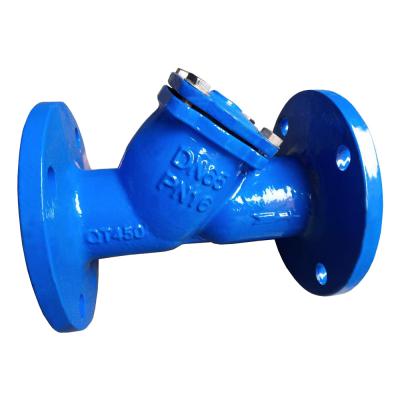 China DIN Standard Sewage Ggg 50 Iron Blue Ductile Flanged Type Y-Strainer for sale