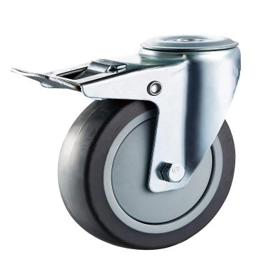 China Industrial PIVOT Caster Wheel Swivel Rubber Wheel 4 Inch Trolley Cart Wheels for sale