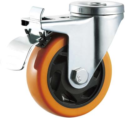 China PIVOT Chinese Factories Rolling Trolley Casters Medium Wheel Orange 4 Inch Pivot Warehouse Logistics Wheels With Brake for sale