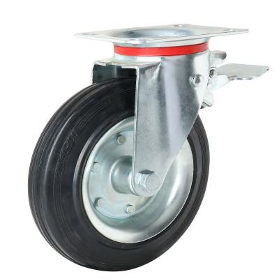 China PIVOT Rubber Caster Wheel With Steel Core Swivel Locking Garbage Bin Caster Wheel 200mm for sale