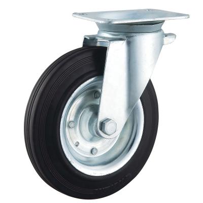 China food & Beverage Plant Caster Rubber Wheel 8 Inch Waste Bin Wheel Swivel Waste Caster for sale