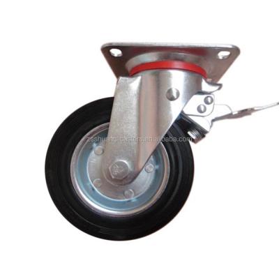 China 160mm Flat Free Industrial Caster Wheels With 6 Inch Metal Rim Rubber Swivel Trolley Wheels for sale