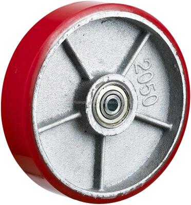 China 200mm PU Cast Iron Front Wheel Forklift Wheels for sale