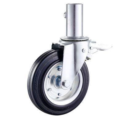 China Heavy Duty Scaffolding PIVOT Caster 200mm Swivel Rubber Wheel With Brake for sale