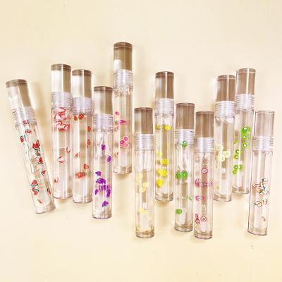 China Mini Waterproof Private Label Roller Tubes Lip Oil Collagen Fruit Seasoning Annotate Gold Lip Oil Dropping Lip Oil for sale