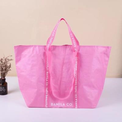 China Recyclable Custom Double Layer Handled Laminated Style PP Woven Bag for sale