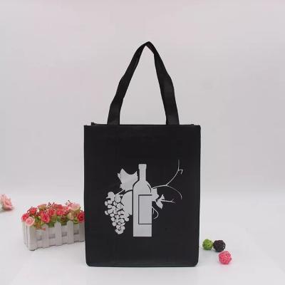 China Recyclable Custom PP Non Woven Reusable One Bottle Wine Bags For Gift And Promotion for sale