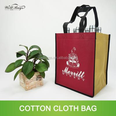 China Recyclable Custom 6 Bottle Promotional Non Woven Wrapped Wine Tote Bag With X Stitched Alibaba Trade Assurance for sale