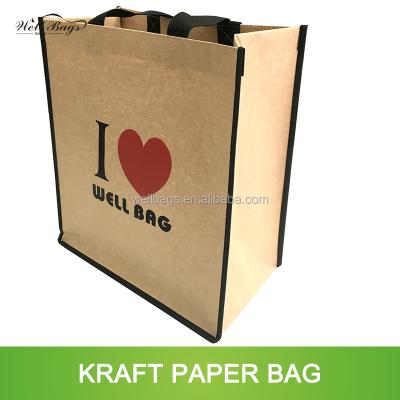 China Kraft Paper Woven Fabric Tote Bag Alibaba Reusable Shopping Non Trade Assurance for sale