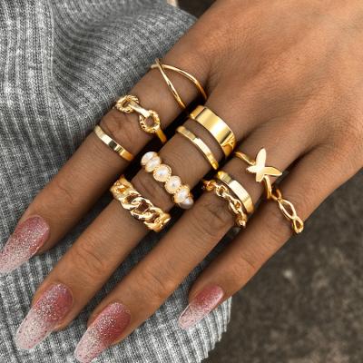 China CLASSIC Trend Mix Iparam Stainless Steel Articulation Ring Set Or Fashion Stacking Gold Plated Ring Set for sale