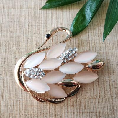 China China Swarioski Crystal Charm Pin Swan Brooches Women Vintage for sale