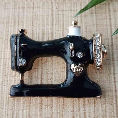 China China Custom Rhinestone Black Sewing Machine Brooches for sale