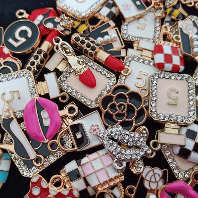 China Cute planar gold filled necklaces resin lvv letter cc trendy charms for sale