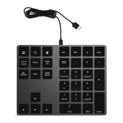 China New Design 34 Keys Numeric Keypad Portable Slim Aluminum USB Numeric Keypad For Laptop Computer for sale