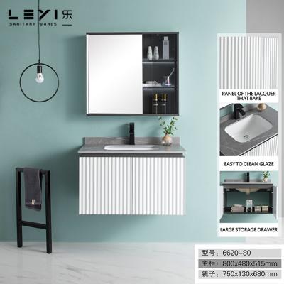 China Modern Water Proof Bathroom Wall Hung Design Cabinet Wooden Soild Bathroom Vanities for sale