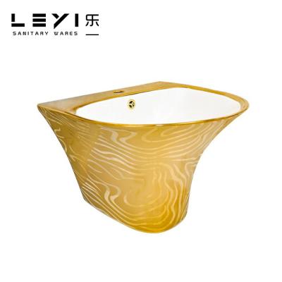 China Good Safety Easy Clean Daily Load-Bearing Bathroom Sink Ceramic Hand Use Bathroom Wall Hung Basin for sale