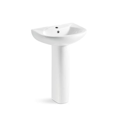 China Bathroom Modern Ceramic White Single Pedestal Pedestal Washbasin Hand Wash Basin Sinks for sale