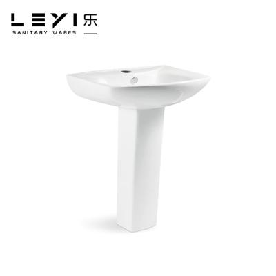 China Modern New Style Bathroom Ware Pedestal Sink Hand Sink European Sanitary Ceramic Pedestal Wash Basin for sale