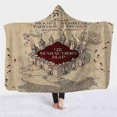 China Factory Direct Supplier PORTABLE Custom Design Wearable Super Soft Fleece Hooded Throw Blanket For Adults for sale