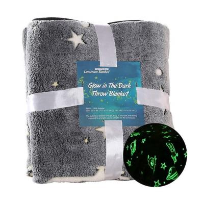 China Anti-pilling in the universe Dark Shiny Blanket Galaxy Stars Moon Super Soft Flannel Fleece Blanket Nap Blanket for sale