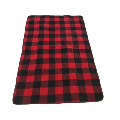 China Portable Picnic Blanket Waterproof Fleece Picnic Mat With Red Printing for sale