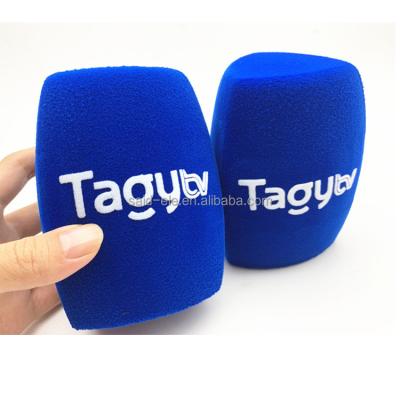 China Wireless Headset Microphone Africa CCTV Channel Foam Windshield Printed Logo Reporter Microphone Sponge MIC Cover Flags for sale