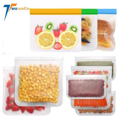 China Sustainable BPA Free Leakproof Flat Reusable Storage Ziplock Snack Bags For Food, Sandwich, Lunch, Makeup, Travel for sale