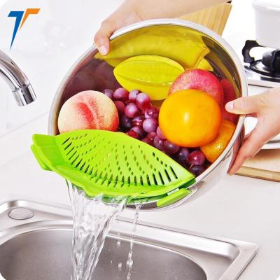 China Sustainable Removable Instant Silicone Strainer Colander For Food Pots And Pans for sale