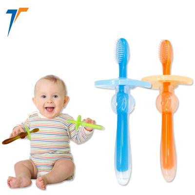 China Manual BPA Free Baby Silicone Toothbrush For Baby Teeth Care for sale