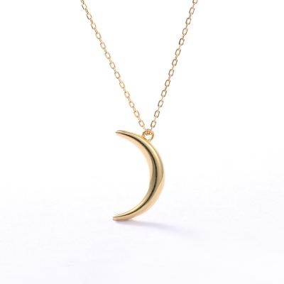 China Cute 925 Sterling Silver Crescent Moon Necklace Minimalist Delicate Short Tasty Gold Moon Necklace for sale