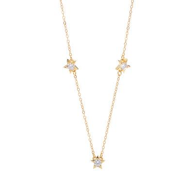 China FASHIONABLE 925 Sterling Silver Star Necklace 14k CZ gold plated star necklace for sale