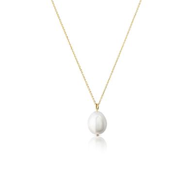 China Baroque Pearl Necklace 925 Sterling Silver Dainty Single Pearl Bridesmaids TRENDY Necklace 14k Gold Plated for sale