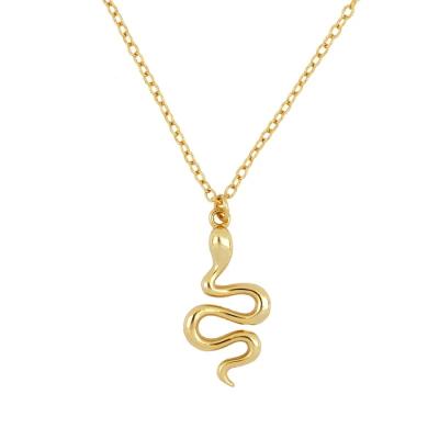 China FASHIONABLE Minimalist Initial Snake Charm Necklace Gold 925 Sterling Silver Choker Necklace Jewelry For Women for sale