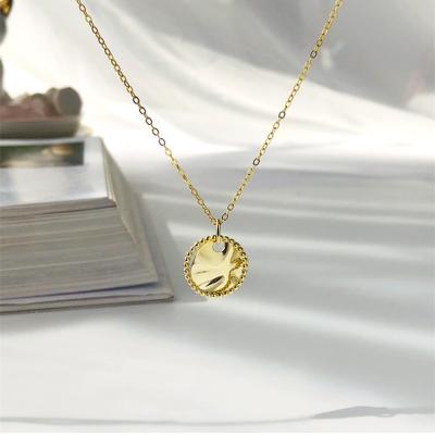 China Fashion 925 Sterling Silver Necklace Gold Hollow CLASSIC Coin Pendant Necklace Jewelry Gift for Women Girls for sale