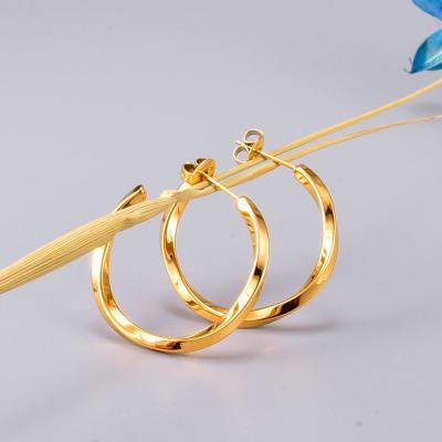 China High Quality Fashion 18k Gold Stainless Steel Surgical Wave Circle Earrings Cuff CLASSIC Circle Earrings for sale