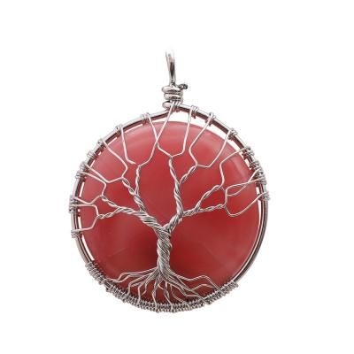 China TRENDY Natural Stone Round Volcanic Stone Statistical Institute of Statistics Handmade Twisted Pendant Necklace for sale