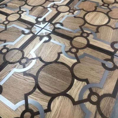 China Household Marble Copper Crystal Hotel Project Inlay Modern Metal Versailles Jade Stainless Steel Oak Solid Oak Flooring for sale