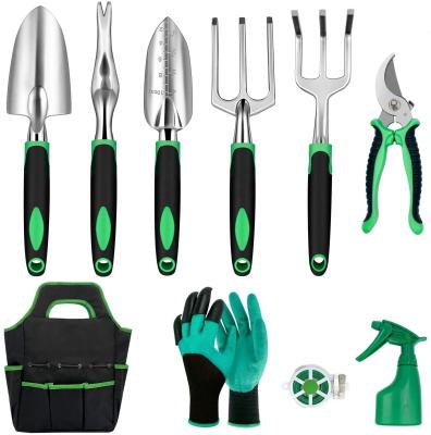 China High Quality Gardening Tool Kit OEM Factory Price Aluminum Alloy 10 Pieces Heavy Duty With Nylon Tote Bag for sale