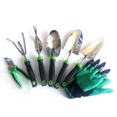 China High Quality Large Size Heavy Duty Gardening Stainless Steel Garden Tool Kit 8 Pieces Per Set With Carry Bag for sale