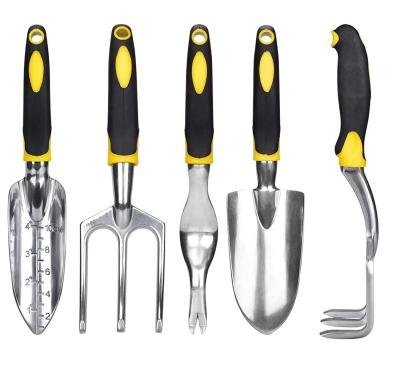 China Factory Price Modern Good Quality 5 Pieces Aluminum Alloy Heavy Duty Hand Gardening Tool Kit With Non Slip Handle for sale