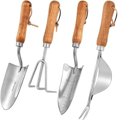 China Factory Price Hot Selling Quality Stainless Steel Customizable High End Gardening Tool Kit With Wooden Handle for sale