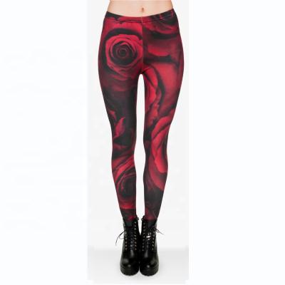 China OEM Breathable Soft Butter Milk 92% Polyester 8% Polyester Spandex Red Silk Fitted Print Women Leggings for sale