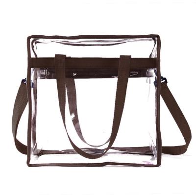 China New Fashion Packing PVC Shoulder Bag Waterproof Environmental Transparent Clear Handle Shopping Bag Waterproof Shoulder Bag for sale