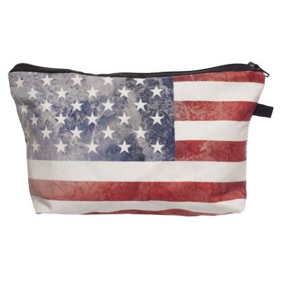 China Eco-friendly Wholesale Custom US Flag Printing Factory Cosmetic Bag Makeup for sale